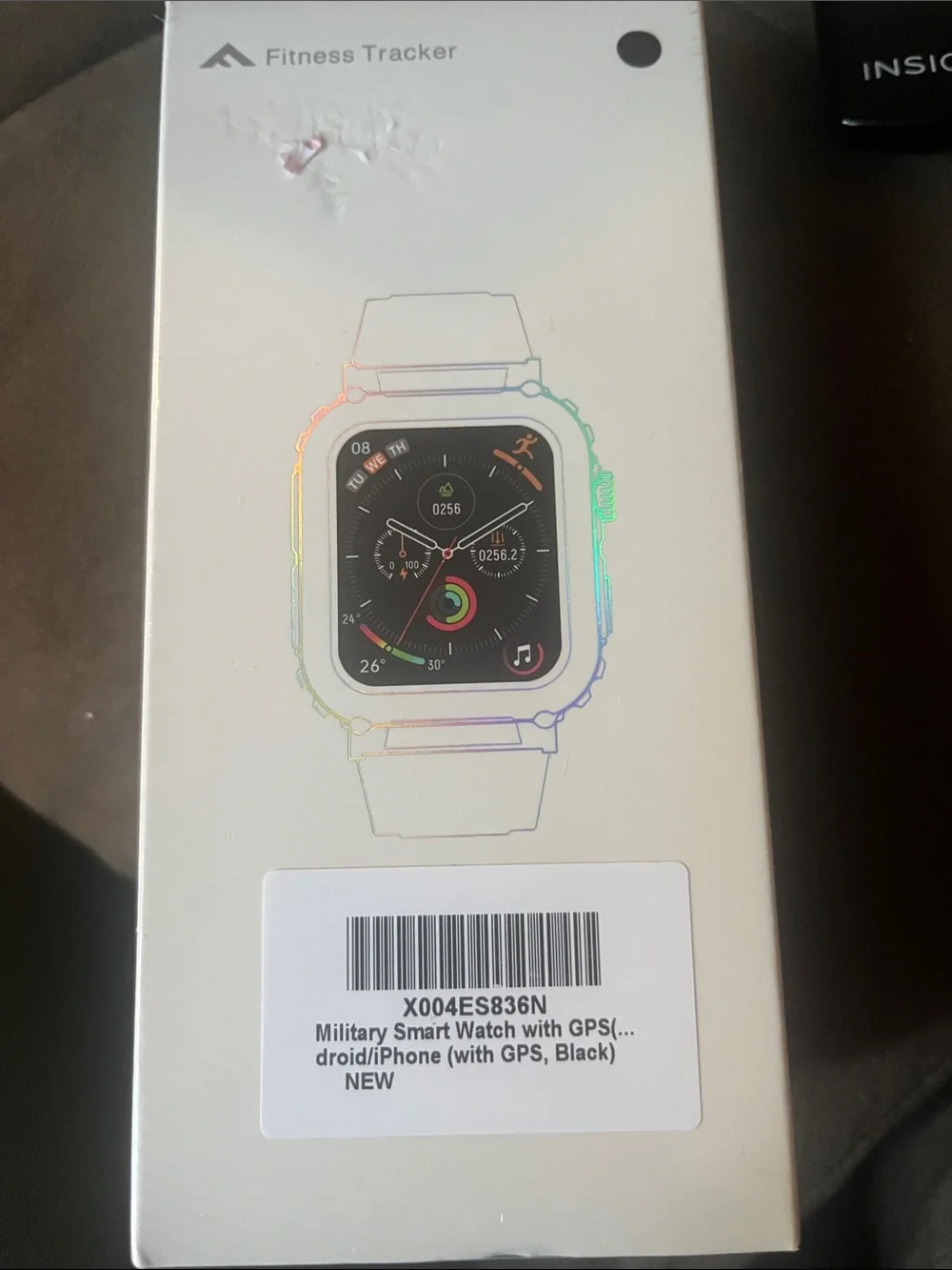 Black Military Smartwatch Fitness Tracker with GPS and Notifications